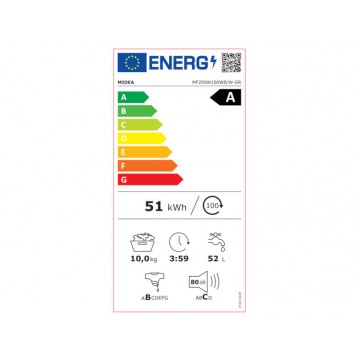 Midea MF200W100WB/W-GR Πλυντήριο Ρούχων 10kg 1400 Στροφών